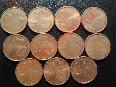 2 ЕВРОЦЕНТА, подборка из 11 шт., до 07.05.11 в 22-00мск - 2 евроцента