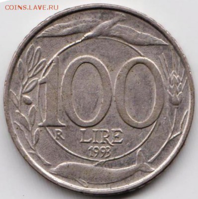 Италия 100 лир 1993 г. до 24.00 19.07.18 г. - 048