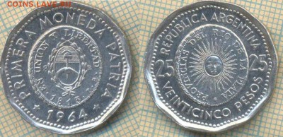 Аргентина 25 песо 1964 г. , до 18.07.2018 г. 22.00 по Москве - Аргентина 25 песо 1964  2035