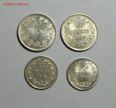 Русская Финляндия25 и 50 пенни 1915г.1917г.(4шт)19.07.в21.00 - P1210979_cr