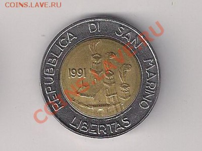 Сан Марино 500 лир 1991 Биметалл до 23.00 07.05 МСК - с500-94-2