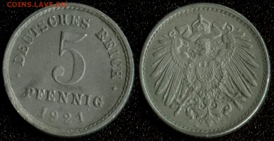 Германия 5 пфеннигов 1921 до 22:00мск 23.07.18 - Германия 5 пфеннигов 1921 -110