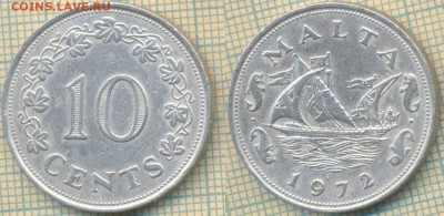 Мальта 10 центов 1972 г., до 24.07.2018 г. 22.00 по Москве - Мальта 10 центов 1972  2124