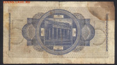 Германия 5 марок 1939-45 г.  20.07.18 г. 22 -00 МСК. - 5 марок1939 1