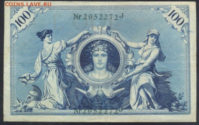Германия 100 марок 1908 г.  Зелёная печать. 20.07.18 г. 22 - - 100  м. 1908 1