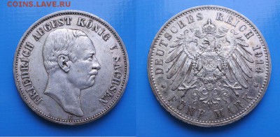 Саксония 5 марок 1914г Фридрих до 24.07. 22-00 мск - _8XWJzTglOc