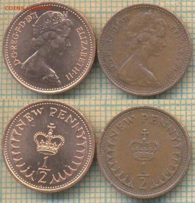 2 пенни 1971,77 г., до 27.07.2018 г. 22.00 - Великобр полпенни 71 77  2207