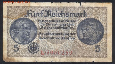 Германия (3-ий Рейх) 5 марок 1939-1945 г.  24.07.18 г. 22 -0 - 5 м. 1939