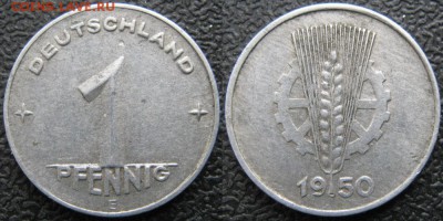 28.Ходячка ГДР 1 пфенниг 1948-1989г - 28.5. -ГДР 1 пфенниг 1950 Е    7522