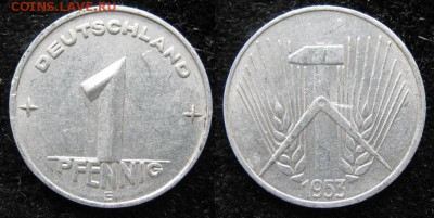 28.Ходячка ГДР 1 пфенниг 1948-1989г - 28.11. -ГДР 1 пфенниг 1953 Е    1229
