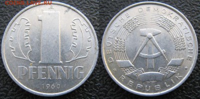 28.Ходячка ГДР 1 пфенниг 1948-1989г - 28.12. -ГДР 1 пфенниг 1960 А    7505