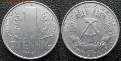 28.Ходячка ГДР 1 пфенниг 1948-1989г - 28.14. -ГДР 1 пфенниг 1961 А    7553