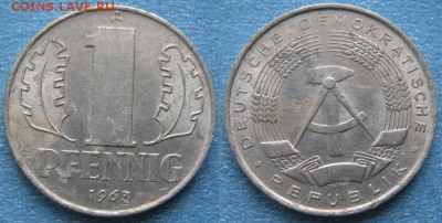 28.Ходячка ГДР 1 пфенниг 1948-1989г - 28.16. -ГДР 1 пфенниг 1963 А    8253