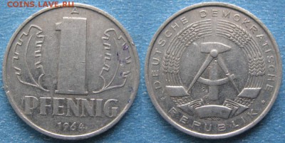28.Ходячка ГДР 1 пфенниг 1948-1989г - 28.18. -ГДР 1 пфенниг 1964 А    8256
