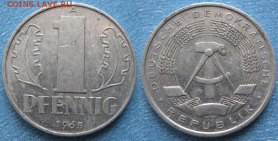 28.Ходячка ГДР 1 пфенниг 1948-1989г - 28.19. -ГДР 1 пфенниг 1965 А    8237