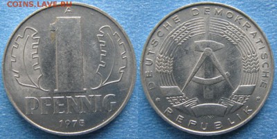 28.Ходячка ГДР 1 пфенниг 1948-1989г - 28.23. -ГДР 1 пфенниг 1975 А    7319
