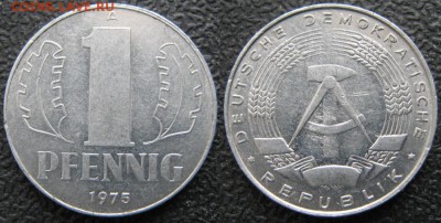 28.Ходячка ГДР 1 пфенниг 1948-1989г - 28.24. -ГДР 1 пфенниг 1975 А    7554
