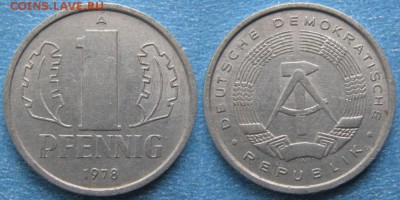 28.Ходячка ГДР 1 пфенниг 1948-1989г - 28.26. -ГДР 1 пфенниг 1978 А    8251