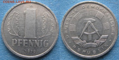 28.Ходячка ГДР 1 пфенниг 1948-1989г - 28.27. -ГДР 1 пфенниг 1979 А    8032