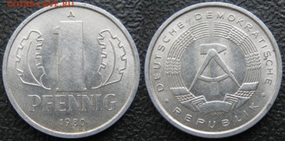 28.Ходячка ГДР 1 пфенниг 1948-1989г - 28.28. -ГДР 1 пфенниг 1980 А    7410