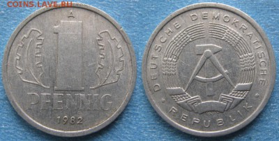 28.Ходячка ГДР 1 пфенниг 1948-1989г - 28.30. -ГДР 1 пфенниг 1982 А    8254