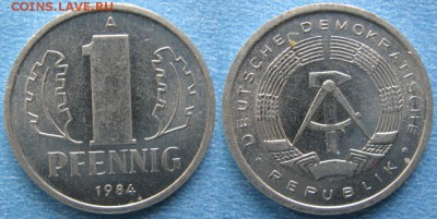 28.Ходячка ГДР 1 пфенниг 1948-1989г - 28.32. -ГДР 1 пфенниг 1984 А    7318