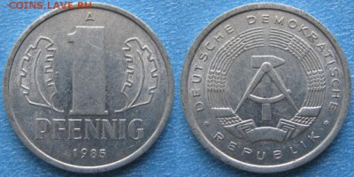 28.Ходячка ГДР 1 пфенниг 1948-1989г - 28.33. -ГДР 1 пфенниг 1985 А    6996