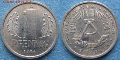 28.Ходячка ГДР 1 пфенниг 1948-1989г - 28.34. -ГДР 1 пфенниг 1986 А    8255