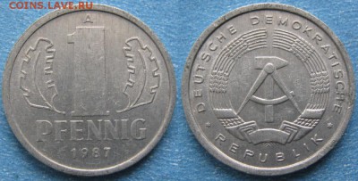 28.Ходячка ГДР 1 пфенниг 1948-1989г - 28.35. -ГДР 1 пфенниг 1987 А    8238