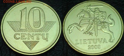 Литва 10 центов 2008 из ролла ФИКС 29.07 - 35