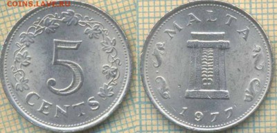 Мальта 5 центов 1977 г., до 30.07.2018 г. 22.00 по Москве - Мальта 5 центов 1977  2235