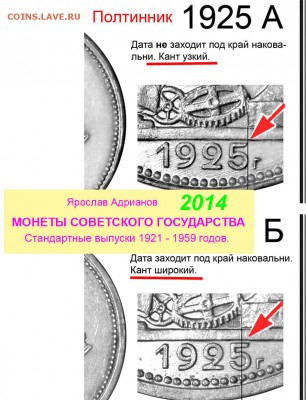 50 копеек 1925 г. широкий кант - 50 копеек 1925 А и Б