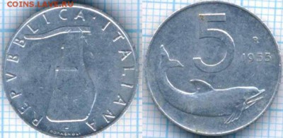 Италия 5 лир 1955  г.,до 31.07.2018 г. 22.00 по Москве - Италия 5 лир 1955  2264
