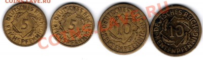 Германия (Империя, Веймар, 3-й Рейх). Предпродажная оценка. - 5, 10 pf_1