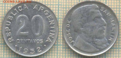 Аргентина 20 сентаво 1952 г., до 01.08.2018 г. 22.00 по Моск - Аргентина 20 сентаво 1952  2303