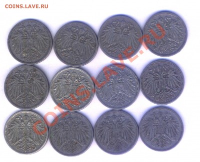 Австрия 10 гелеров 1893- 15г. 12 шт. до 06.05. 22.00 - 105