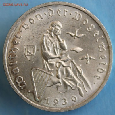 С РУБ.ГЕРМАНИЯ 3 марк 1930г. ФОГЕЛЬВЕЙДЕ UNC до 3.08 в 22-00 - IMG_3309.JPG