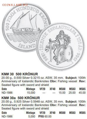 Исландия 500 крон 1986 PROOF КОРАБЛЬ до 29.07 - КРАУЗЕ Исландия.JPG