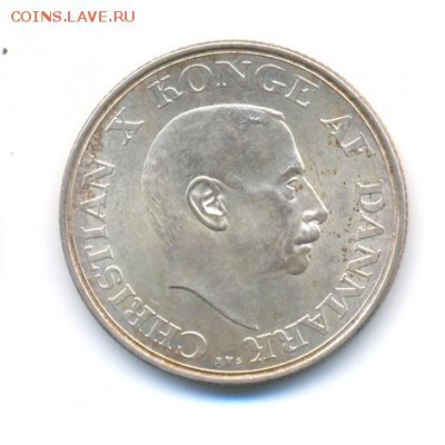 Ag. Дания 2 кроны 1937. AU. 25 лет. до 1.08 22:00 - 12