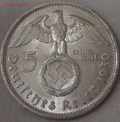 Германия-Третий рейх 5 рейхсмарок 1939 D 2.08.18 (чт. 22-30) - DSC08887.JPG