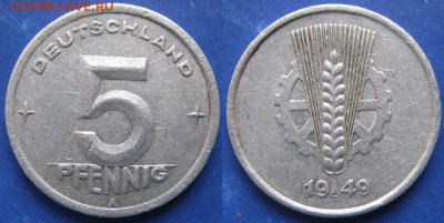 29.Ходячка ГДР 5 пфеннигов 1949-1988г. - 29.2. -ГДР 5 пфеннигов 1949 А    6658