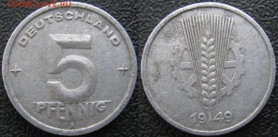 29.Ходячка ГДР 5 пфеннигов 1949-1988г. - 29.3. -ГДР 5 пфеннигов 1949 А    7352