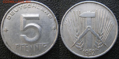 29.Ходячка ГДР 5 пфеннигов 1949-1988г. - 29.6. -ГДР 5 пфеннигов 1952 А    7347