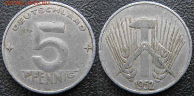 29.Ходячка ГДР 5 пфеннигов 1949-1988г. - 29.8. -ГДР 5 пфеннигов 1952 А    7551