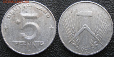 29.Ходячка ГДР 5 пфеннигов 1949-1988г. - 29.10. -ГДР 5 пфеннигов 1953 Е    7420