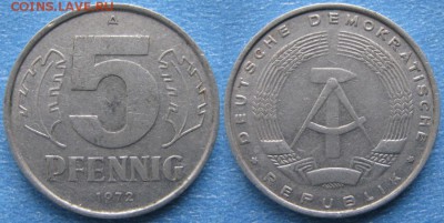 29.Ходячка ГДР 5 пфеннигов 1949-1988г. - 29.15. -ГДР 5 пфеннигов 1972 А    7300