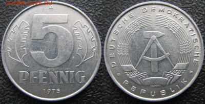 29.Ходячка ГДР 5 пфеннигов 1949-1988г. - 29.18. -ГДР 5 пфеннигов 1975 А    7526