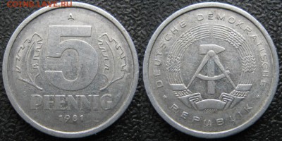 29.Ходячка ГДР 5 пфеннигов 1949-1988г. - 29.24. -ГДР 5 пфеннигов 1981 А    7539