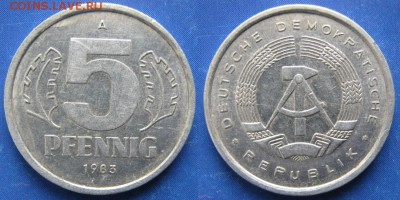 29.Ходячка ГДР 5 пфеннигов 1949-1988г. - 29.25. -ГДР 5 пфеннигов 1983 А    6430
