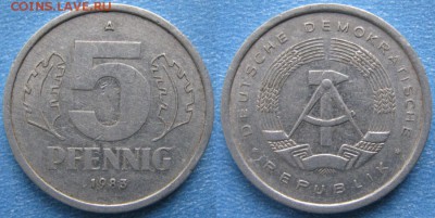 29.Ходячка ГДР 5 пфеннигов 1949-1988г. - 29.26. -ГДР 5 пфеннигов 1983 А    7304